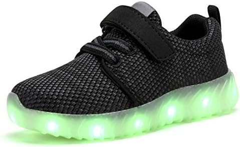 Umbale LED Light Up Shoes for Unisex Children Colorful Flashing Sneakers (Toddler/Kids) (5 M US Toddler, Black)