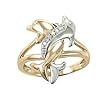 10k Two-Tone Gold Diamond-Accent Intertwined Dolphin Ring