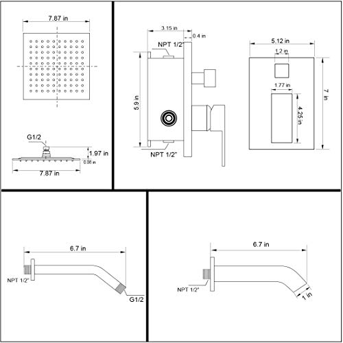POP SANITARYWARE Shower Faucet with Tub Spout Brushed Nickel Bathroom