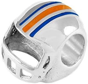925 Sterling Silver Volleyball Bead with Orange and Blue Enamel - University of Florida Gators European Style Charm Bead - Fits Pandora and Similar Bracelets