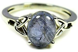 55Carat Natural Iolite Silver Ring Blue Oval Gemstone Chakra Healing Handmade Size 5,6,7,8,9,10,11,12