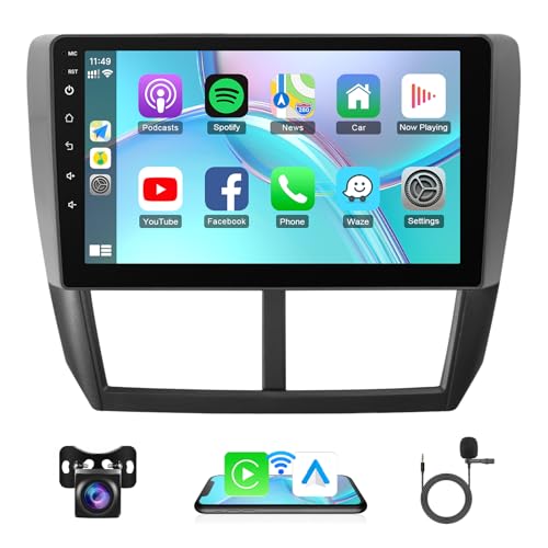 Car Stereo for Subaru Forester 2008-2012 & Impreza WRX 2007-2011 Radio Apple CarPlay Android Auto, 9“ Touch Screen for Forester Car Play Head Unit GPS Navi/WiFi/Bluetooth/Mirrorlink/SWC/Camera
