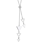 Vanbelle Sterling Silver Jewelry - Rhodium Plated with 925 Stamp - Adjustable Necklace with Open and Close Triangle Drop Pendant for Women - 16.5" long + 2" Extender - Valentine's Collection
