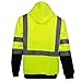 New York Hi-Viz Workwear H9012 Men's ANSI Class 3 High Visibility Class 3 Sweatshirt, Full Zip Hooded, Lightweight, Black Bottom Medium