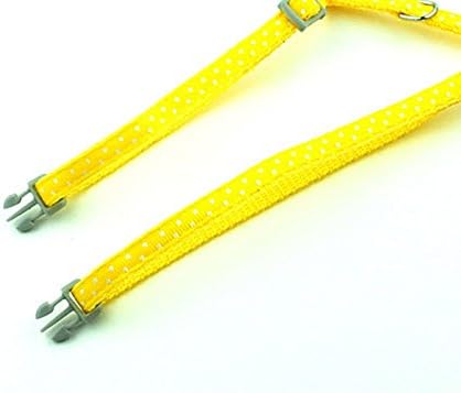 SMALLLEE_LUCKY_STORE Pet Cat Harness and Lead Leash Set Polka Dots Collar Chest Strap Adjustable Escape Proof Walking Training for Kitten Puppy Rabbit,Yellow - Image 5