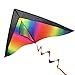 iBaseToy Huge Rainbow Kite for Kids and Adults with String & 3 Different Tails - Easy Flyer Kite for Outdoor Games Activities, 47