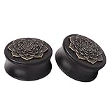 Yodeyhoo 2PCS Black Lotus Wood Organic Ear Tunnel Plugs Stretcher Gauges 00g-1