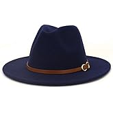 CCAKXCJJ Fedora Hats for Men Women Felt Jazz Hat Wide Brim Panama Hat with Belt Buckle