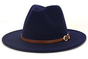 CCAKXCJJ Fedora Hats for Men Women Felt Jazz Hat Wide Brim Panama Hat with Belt Buckle