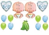 Two Peas in a Pod Twin Baby BOYS shower Balloon Decorating Kit Supplies
