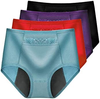 KINLOU Women's Menstrual Period Panties - Soft Postpartum Knickers Leakproof Protective Cotton Briefs with Hidden Pocket Place for Warmer Pad
