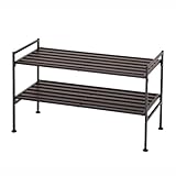 Seville Classics 2-Tier Resin Slat Utility Shoe Rack, Espresso (Kitchen)
