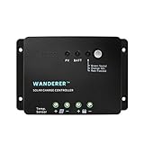 Renogy Wanderer 30 Amp 12V Advanced PWM Negative Ground Solar Charge Controller Battery Regulator Compatible with Sealed, Gel, and Flooded Batteries and Wanderer Temperature Sensor