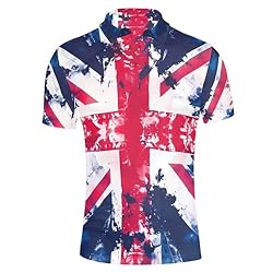 HUGS IDEA British Flag Print Short Sleeve Shirts