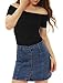 Allegra K Women Short Sleeves Slim Fit Off the Shoulder Top