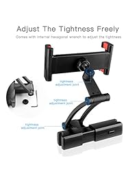 Soporte universal para reposacabezas de coche, soporte para iPad para coche, con rotación de 360 grados, para Apple iPad, Samsung Galaxy Tab y todas las tabletas de 5 a 12 pulgadas