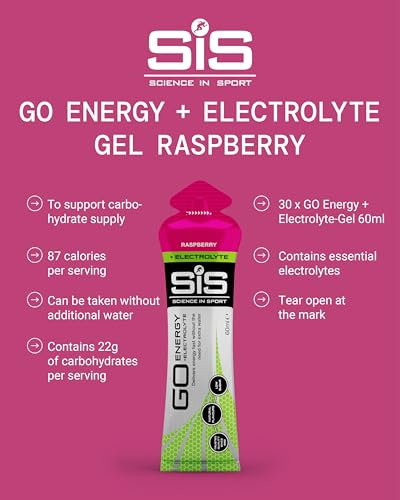 Science in Sport Go Isotonic Energy Gel with Electrolyte, Gels for Running/Cycling, Rasberry, 60 ml (30 Pack)