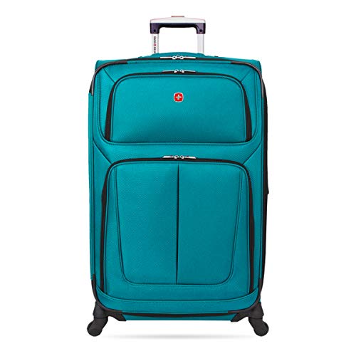 SwissGear Sion Softside Luggage with Spinner Wheels, Teal, Checked