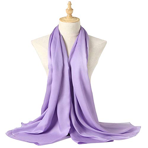Bellonesc Silk Scarf 100% Silk Long Lightweight Sunscreen Shawls for Women (Pink Purple)