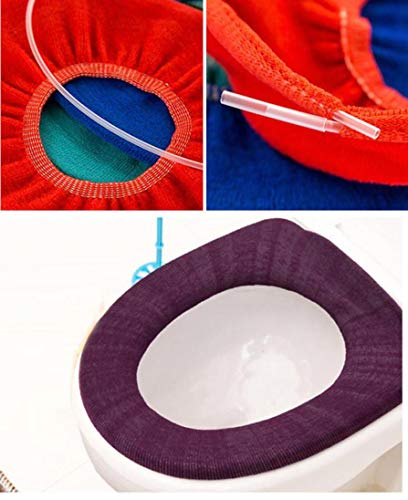 Fiaya Bathroom Stretchable Washable Comfy Soft Warmer Toilet Seat Mat Cover Pads Cushion (Random, 5PCS)