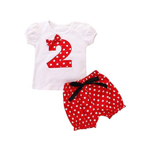 Toddler Baby Girls Birthday Outfit Short Sleeve Tops + Polka Dot Pants Summer Shorts Cake Smash Clothes for Photo Shoot