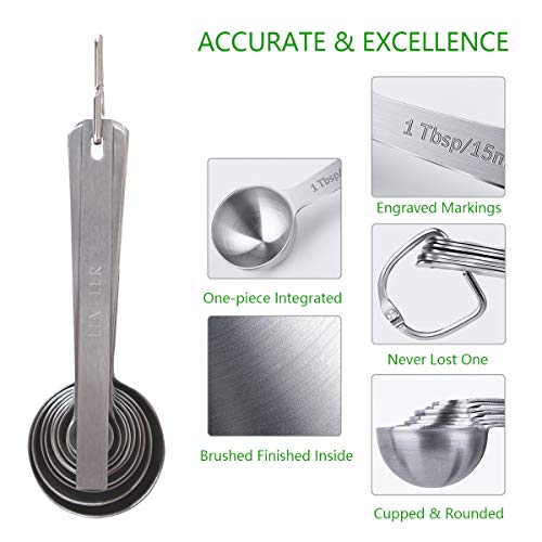 Measuring Spoons Stainless Steel, Yoelike Set of 9+1 for Measurement Dry and Liquid Ingredients Mini Milliliter Teaspoon and Tablespoon Accurate Measure Spoon Tool for Home/Kitchen/Cooking/Baking