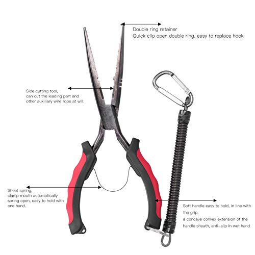 Vbestlife L-Zange Werkzeug, Angelhaken entfernen Drahtschneider Angelzange mit Anti-Lost-Seil für Angelausrüstung – Bild 6