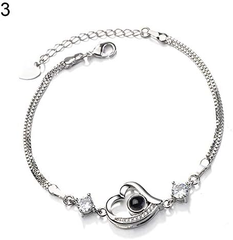 Taiguang Fashion 100 Languages I Love You Projection Chain Bracelet Women Jewelry Gift