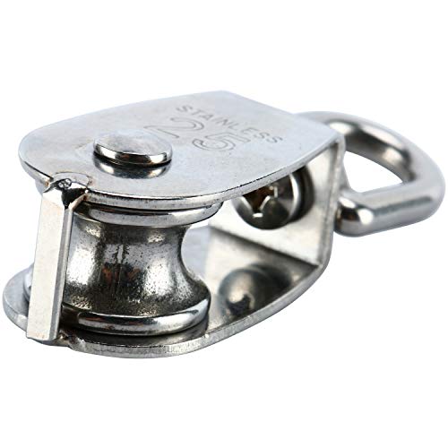 DasMarine 3 Pack Single Pulley Block in 304 Stainless Steel Crane Swivel Hook Single Pulley Roller Loading (M25)