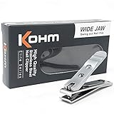 Kohm WHS-448L Heavy Duty, Straight Edge Nail Clipper, Large Wide Jaw Toenail Clippers for Thick Toenails, Fungal Nails, Nail Clippers for Men, Seniors, Adults