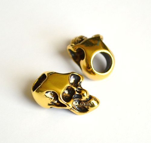 10 Metal Gold Skull Beads For 550 Paracord Bracelets, Lanyards, & Other Projects