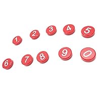 XMHF Number Magnetic Sticker Round Numbers Magnets With 0-9 Painted On Them 10Pcs Red