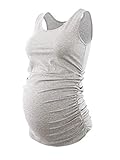 Liu & Qu Maternity Basic Tank Top Mama Clothes Neck Sleeveless Tops Women's Solid Side Ruching Vest Gray M