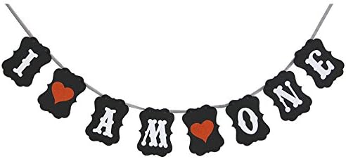 YotaWish Black I Am One Happy Birthday Banner for 1st Birthday Party Decorations