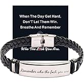 IQPDYV Remember Who The F You Are Motivationa Bracelet Dont Let The Hard Days Win Bracelet for Women Men Black Braided Inspirational Message Fashion Bracelets Jewelry Gifts