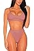 Pink Queen Women's Strap High Cut High Waisted Cheeky Bikini Set XL Pink