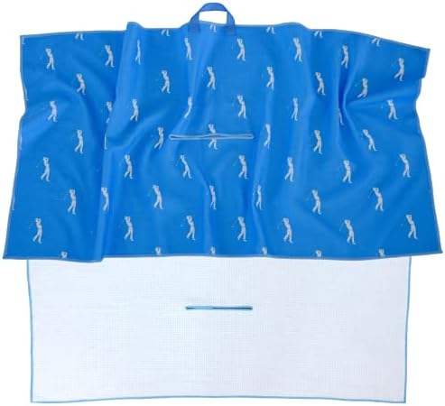 Zippa Blue Golf Towel I Hanging Loop and Center Hole Deep Waffle Microfiber Golf Towel, Funny Golf Towel for Women and Men, Portable Golf Ball Towel, Golf Bag Caddy Towel Accessories Golfing Equipment
