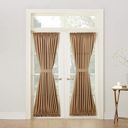 Sun Zero Barrow Energy Efficient Door Panel Curtain with Tie Back, 54" x 72", Taupe - Thumbnail 4