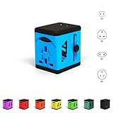 Travel Adapter and Charger by VLG - USB Charging Ports - Super Fast Charging - All International Standard Cell Phone/Desktop/Laptop/Touch Screen Tablet/Computer/GPS Chargers (Sky Blue)