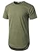 URBANCREWS Mens Hipster Hip Hop Melange Elong Crewneck T-Shirt Army Medium