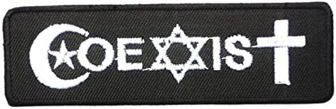 COEXIST Christian Biker Chopper Logo jacket T shirt Patch Iron on Embroidered Approx: 3.9"/9.8cm x Approx: 1.1"/3cm By MNC Shop