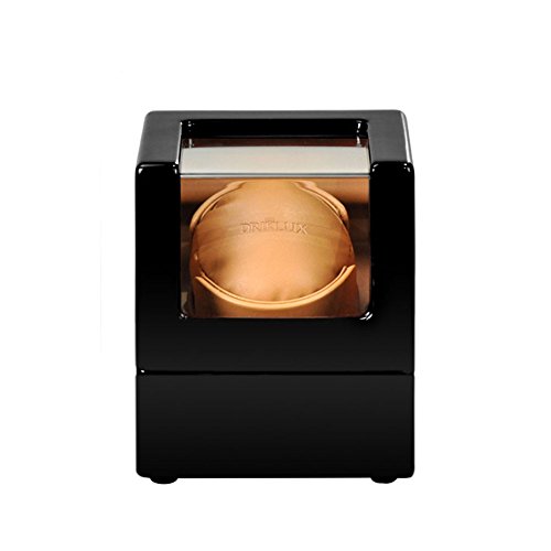 Driklux Automatic Single Watch Winder for Rolex with Quiet Motor,Premium Solid Wood Exterior and Soft Flexible Watch Pillows of Brown Leather