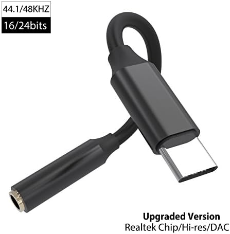 AirsFish Pixel 2 Usb C to 3.5mm Audio Cable, Type C male to 3.5mm Female Stereo Earphone Converter,Realtek Chip/Hi-res/DAC Headphone Cord for Pixel 2/2XL,HTC U11,Moto Z2,Samsung S8/N8,Nexus