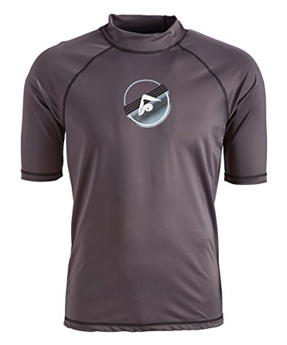 Kanu Surf Men's Echelon UPF 50+ Sun Protective Rashguard Swim Shirt, Charcoal, Large