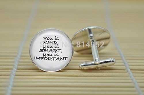 Pretty Lee Aibileen Jewelry Cufflinks You Is Kind You Is Smart You Is Important Cufflinks In Silver Glass Cabochon Cuff Links C0121