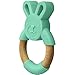 LittleFoot Nation Organic & Natural Bunny Rabbit Baby Teether Ring, 100% BPA Free Pure Food Grade Silicone & Beech Wood, Teething Pain Relief Toy for Toddlers & Infants (Green)