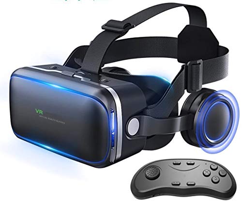 Occhiali 3D VR, Realtà virtuale 3D VR, Occhiali 3D VR con controller Bluetooth e cuffie, HD Virtual Reality per film e…