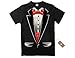 fresh tees Unisex Tuxedo Shirt with Red Bowtie | Funny T-Shirts for Women/Men (Large, Black)