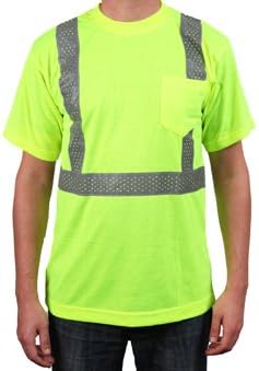 Safety Depot Class 2 Lime Reflective T-Shirt Hi Visibility Ultra Soft Moisture Wicking (Quick Dry) (Large)