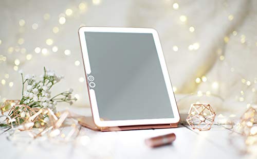 LUNA-London-Eclipse-LED-Lighted-Travel-Vanity-Makeup-Mirror-3-Colour-Light-Compact-Portable-Lighted-Rechargeable-Illuminated-Mirror-Perfect-for-Travel-Makeup-Beauty-Needs-Rose-Gold